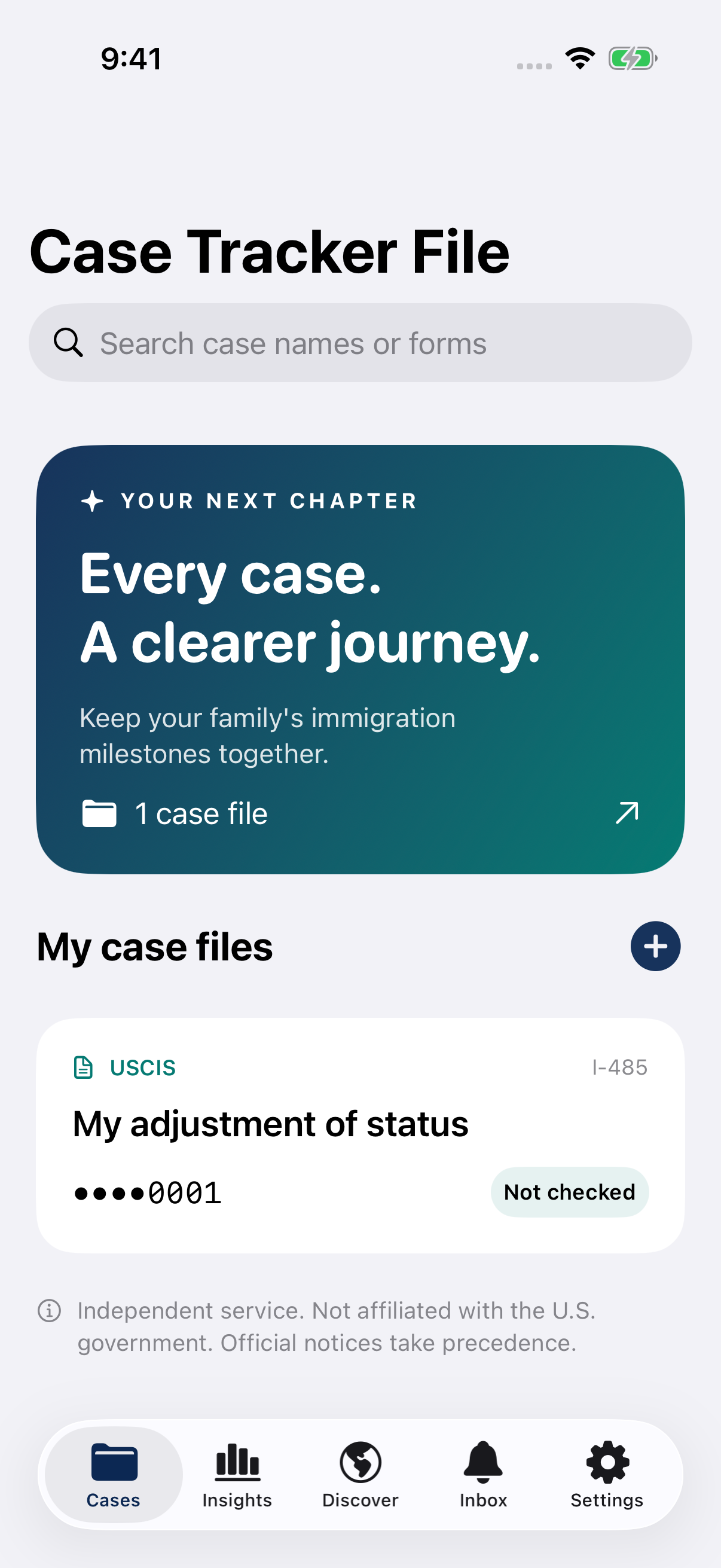 Case Tracker File native iOS case files screen